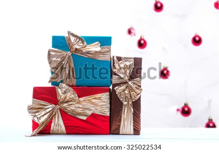 Beautiful Christmas gifts. New Year's holidays. Christmas time