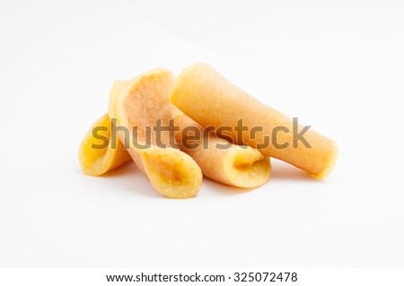 Folded pancake with coconut egg jam as the filling. -stock photo