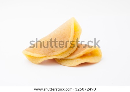 Folded pancake with coconut egg jam as the filling. -stock photo
