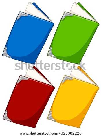 Four different color books illustration