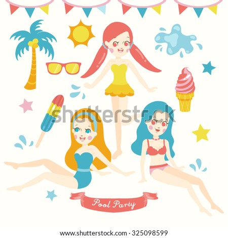 Pool Party Vector Design Illustration