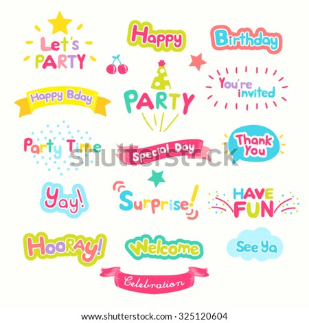 Cute Party Wording Vector Design Illustration