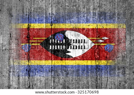 Swaziland flag painted on background texture gray concrete