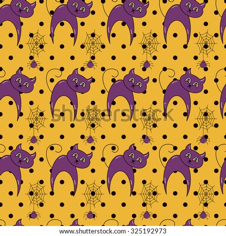 Seamless halloween pattern, flat style. Endless texture. Use for wallpaper, textiles, pattern fills, web page background