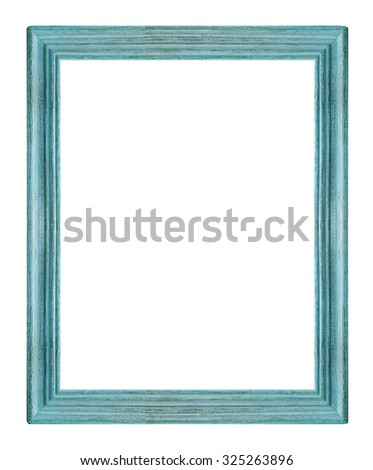 Blue wood picture frame. Isolated on white background