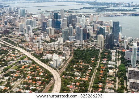 Aerial view of downtown Miami in the USA