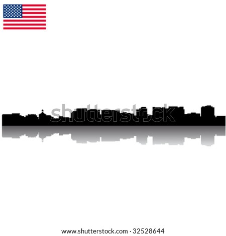 Black vector San Jose silhouette skyline with USA flag