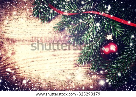  Christmas ornaments with copy space for greeting text, close up. Xmas Card with decorations