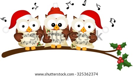 Christmas owls choir singing