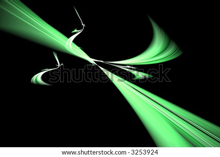 Green abstract figure over white concept of speed and science