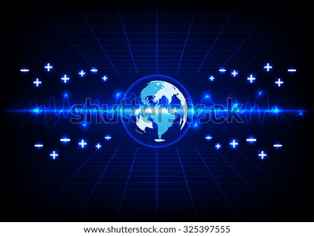 abstract blue lighting and globe energy  technology background.illustration vector design