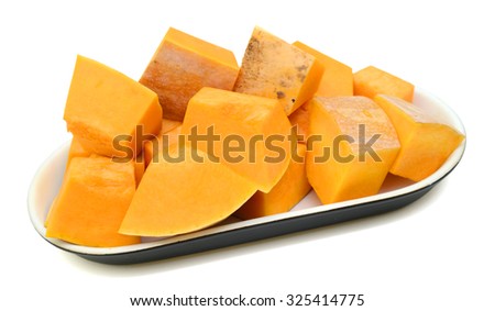 chopped pumpkin isolated on white background