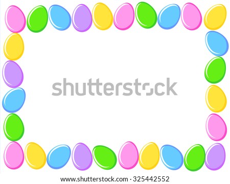 Colorful easter eggs frame with empty white space 