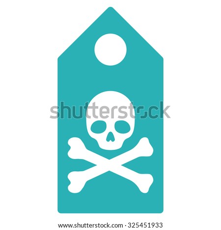 Death Mark vector icon. Style is flat symbol, cyan color, rounded angles, white background.