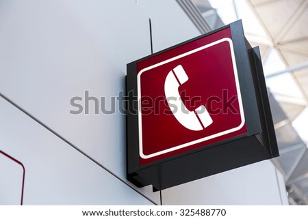 Telephone sign Lightbox in the airport