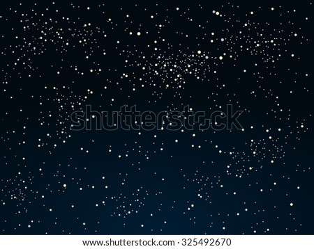 Bright star in blue dark night sky. Starry nights with bright, shinny stars, dots, points. Universe, cosmos, outer space. Background, banner, wallpaperm card, backdrop vector illustration.