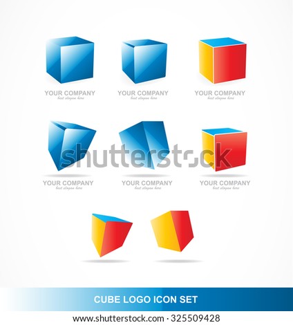 Vector company logo icon element template corporate business cube 3d set