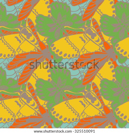 Seamless pattern with butterflies. Colorful background for spring and summer. Bright stylish print for textile or web usage.
