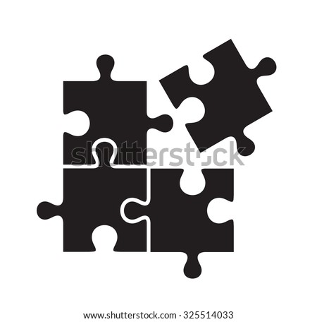 vector black puzzles icon on white background Royalty-Free Stock Photo #325514033