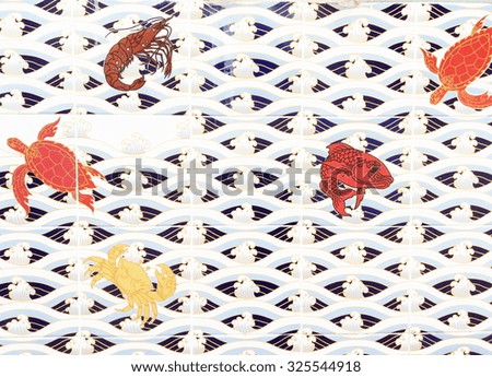 The art of sea creatures painting on tile