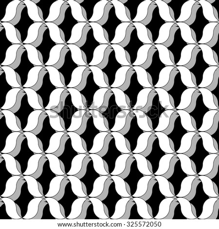 Abstract seamless patterns. Fashion volume graphics design. Monochrome geometric wave texture. Modern style for wallpaper, wrapping, fabric, background design, apparel, other print production. Vector