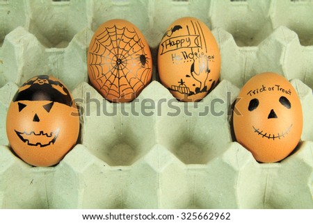 Eggs Halloween day  in brown paper box