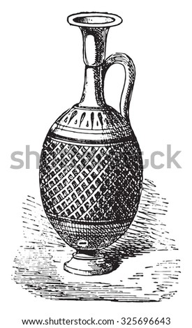 Vase perfumes, vintage engraved illustration. Private life of Ancient-Antique family-1881.

