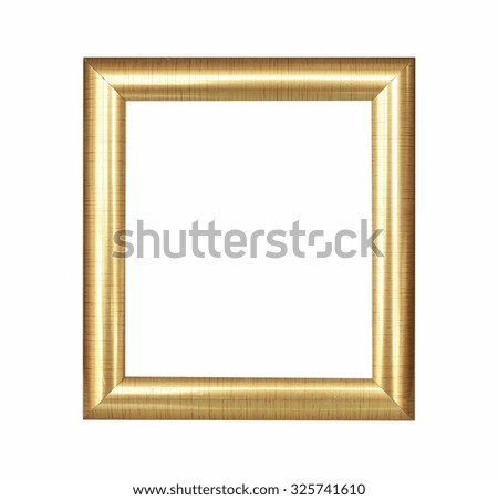 Wooden gold frame vintage isolated background.