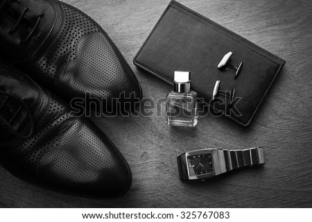 Men fashion. Men accessories, Still life. Business look. Royalty-Free Stock Photo #325767083