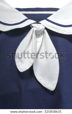 Closed up of Navy Sailor Uniform, knitting sailor scarf and collar, Selective Focus