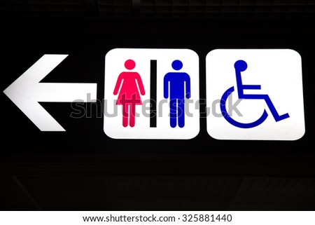 Restroom male- female and people living with disabilities public sign bathroom Signs sign toilet Men and women toilet sign with an arrow showing direction