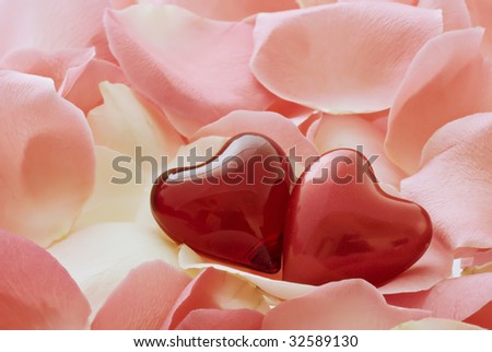 Hearts embedded in Rose Petals