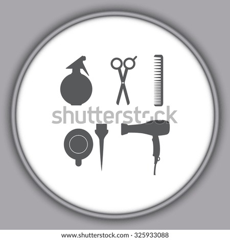 Gray Hairdressing icon set. Vector 