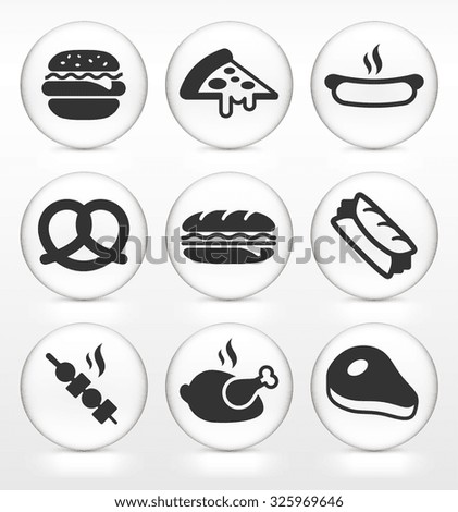 Food and Sandwiches on White Round Buttons