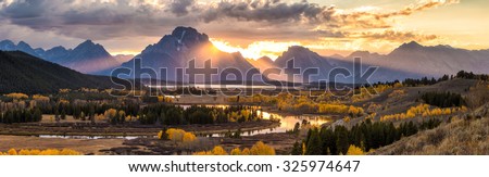 Grand Teton National Park in autumn in Wyoming USA Royalty-Free Stock Photo #325974647