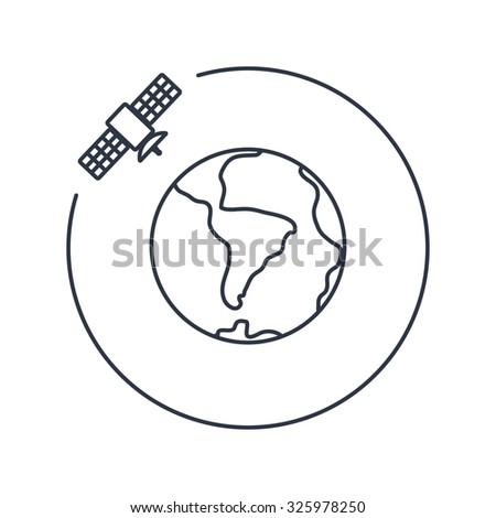 Vector artificial satellite in space, flat icon