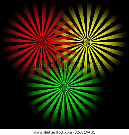 Sun Sunburst pattern vector illustration. Set of three sun burst templates for design. Comics sunlight concept in red, yellow and green colors. Comic background in retro style.
Comic vector wallpaper.