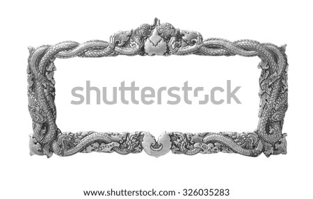 old decorative frame - handmade, engraved - isolated on white background