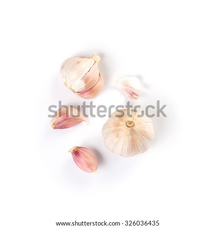 the garlic on white background Royalty-Free Stock Photo #326036435