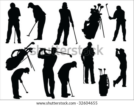 golfers silhouette collection vector