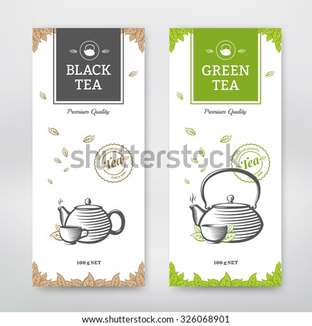 Black and Green Tea design package. Vector set Royalty-Free Stock Photo #326068901