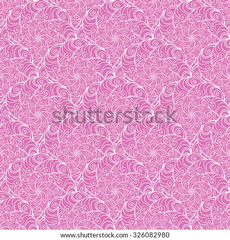 Seamless creative hand-drawn pattern composed of stylized flowers in white and pale purple colors. Vector illustration.