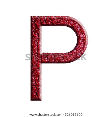 Leather,Alphabet-P,isolated on white background