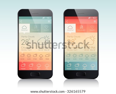 Mobile Application Interface : Weather Forecast : Vector Illustration