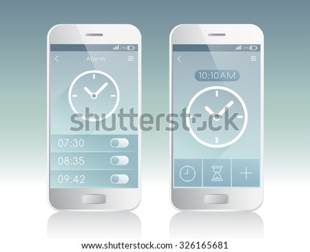 Mobile Application Interface : Clock : Vector Illustration