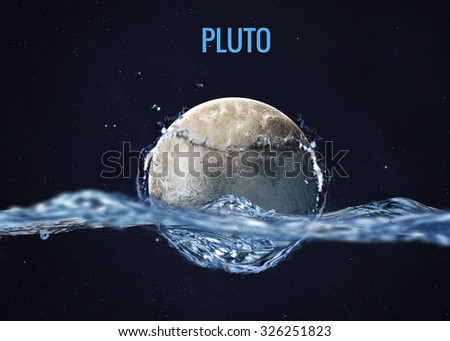 Solar system planet drops in to the water with splash. Elements of this image furnished by NASA