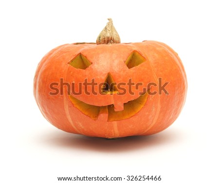 orange pumpkin lantern isolated on white