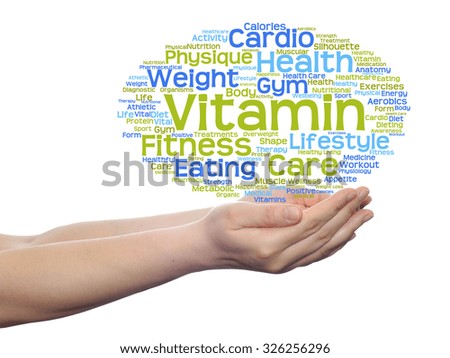 Concept or conceptual abstract word cloud man hand, white background, metaphor to health, nutrition, diet, wellness, body, energy, medical, fitness, medical, gym, medicine, sport, heart, science
