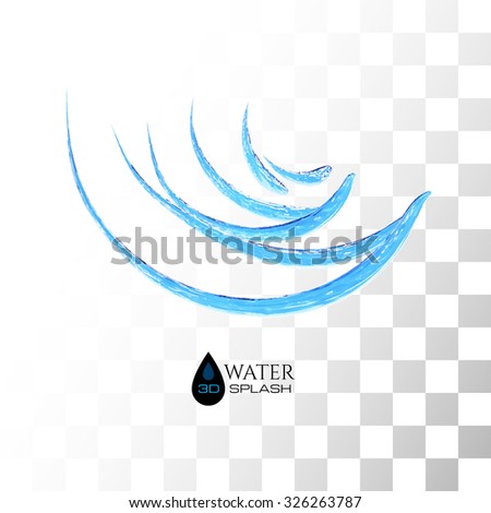 Blue 3D water splash isolated on white, vector background