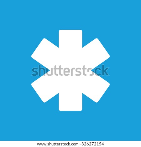 Asterisk icon, white simple image isolated on blue background